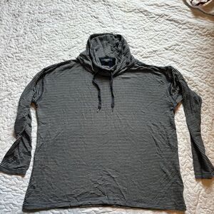 Chaps striped pull over mock neck, drawstring sweater, sweatshirt size xl